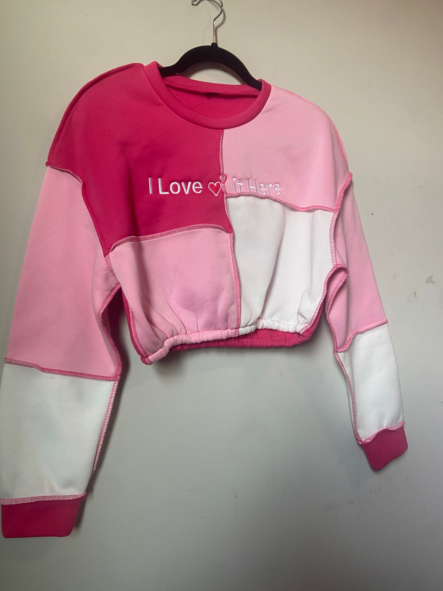 Pink Checker Crop Sweater π